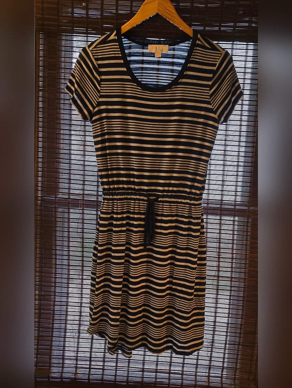 Olive & Oak Women"s Small Tshirt Dress, Navy & Gray Stripes